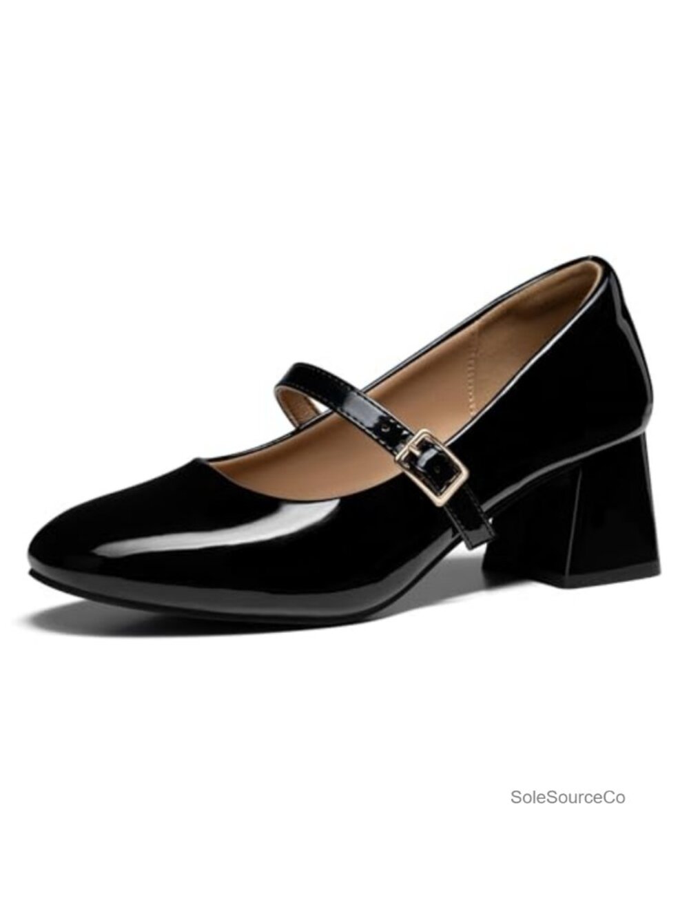 Mary Jane Heels for Women Chunky Block Heel Dress Shoes Patent Leather Pumps